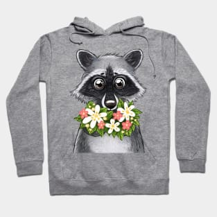 Raccoon with flowers Hoodie